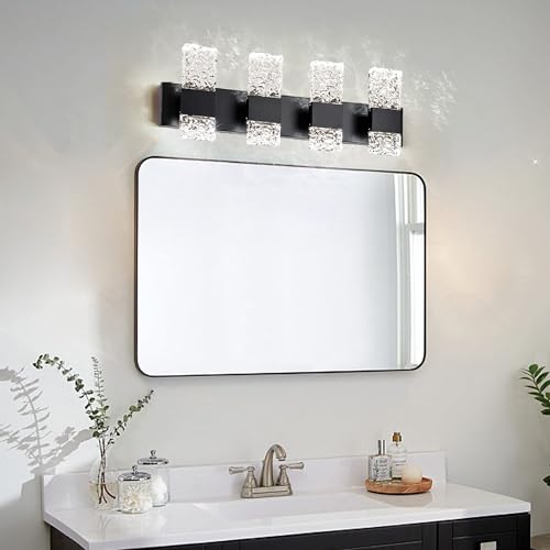 Black Bathroom Light Fixtures Crystal Bathroom Vanity 4 Light Over Mirror Modern LED Wall Light