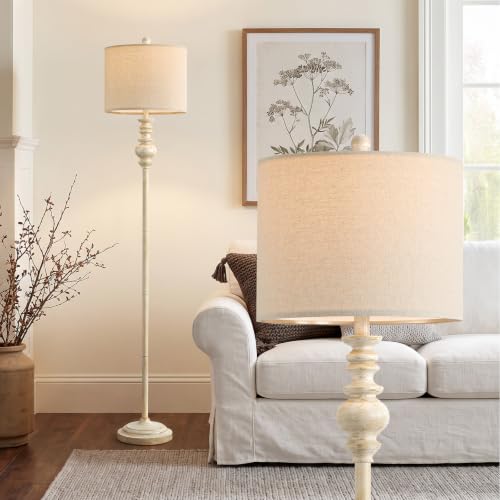 64.25" Farmhouse Floor Lamp for Living Room (White&Gold)