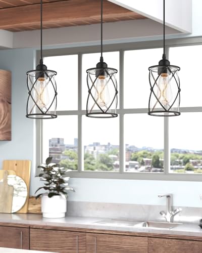 Glass Pendant Lights Kitchen Island 2 Pack (2 Count)