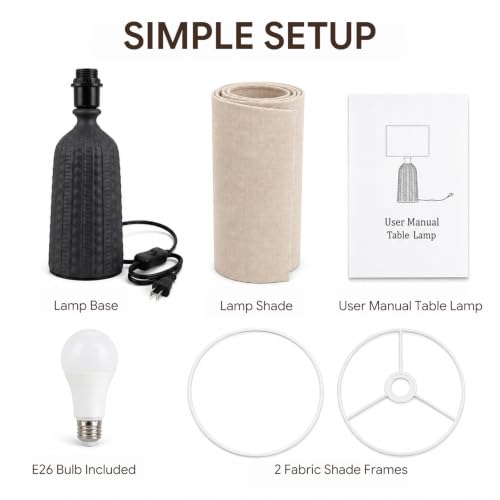 Tall Textured Black Ceramic Table Lamp