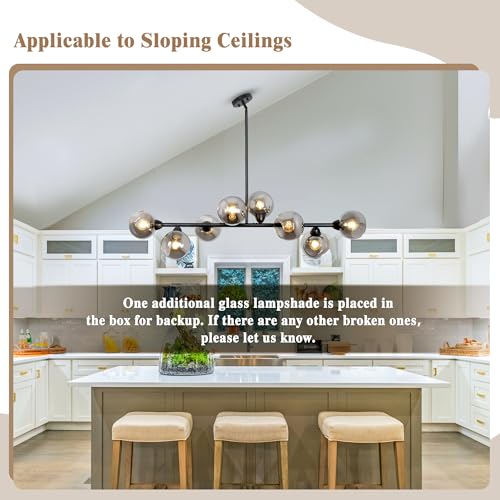 50'' Linear Chandeliers for Dining Room 8 Lights Globe Glass Chandelier