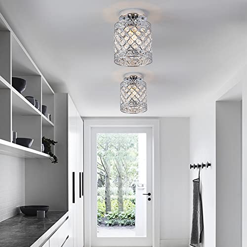 Mini Style Modern Decor Crystal Flush Mount Ceiling Light Fixture Crystal Chandeliers Light Ceiling Lamp for Hallway