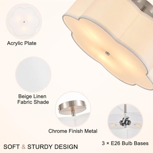 18" Chrome Semi Flush Mount Ceiling Light