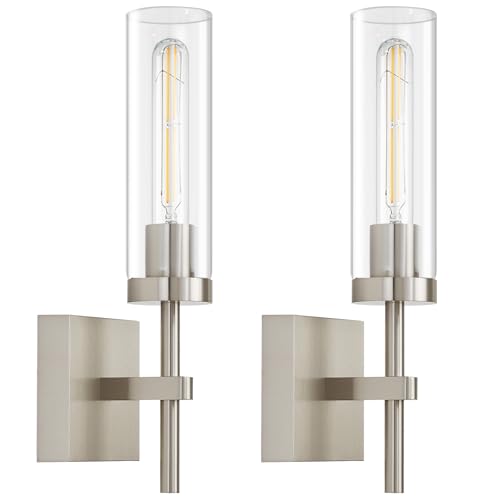 Brushed Nickel Battery Operated Wall Sconces with Remote Control