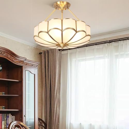 24 Inch Brass Semi Flush Chandelier