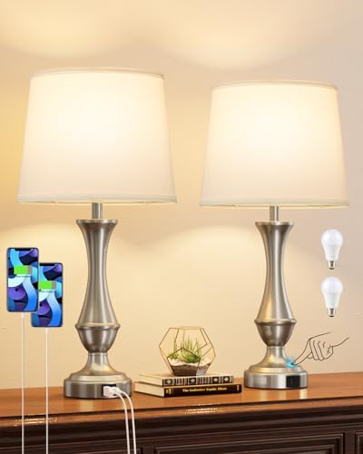 Upgraded Touch Lamps for Night Stands Set of 2 (2 Count)