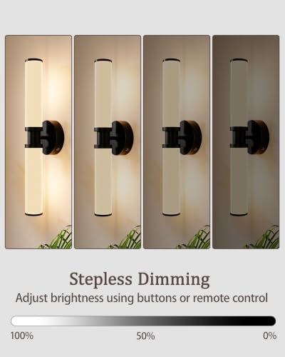Black Rechargeable Battery Operated Wall Sconces with Remote