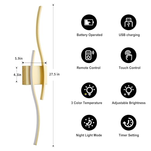 Wireless Wall Sconces Set of 2 (2 Count)