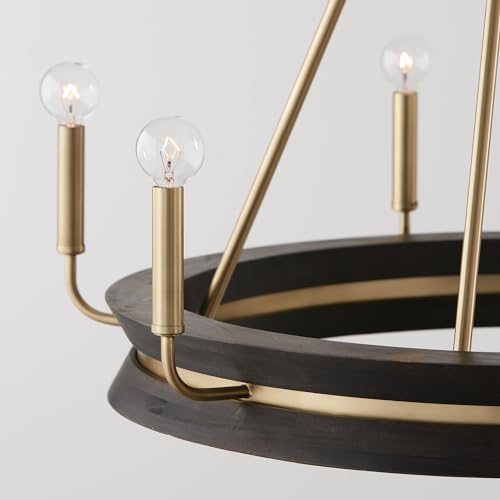 Capital Lighting 447361KR Finn Modern Farmhouse Handcrafted Mango Wood Round Chandelier