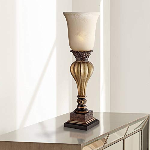 Sattley 23 1 4" High Table Lamp Gold Alabaster Glass Accent Console Cottage