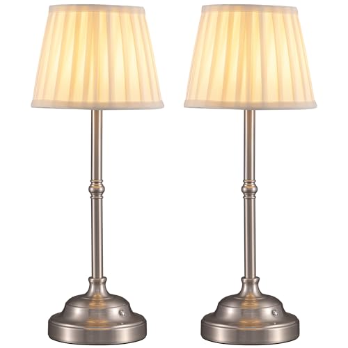 Nickel Cordless LED Table Lamps Set of 2