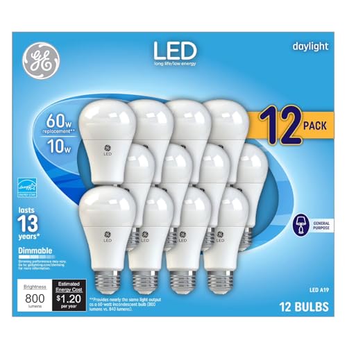 Daylight LED 60W Equivalent General Purpose A19 Light Bulbs (12 Count)
