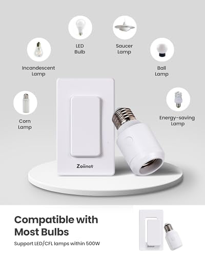 500W Remote Control Light Socket with 2 Wireless Light Switches