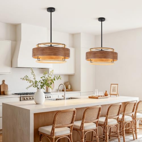 19.5" Farmhouse Rattan Chandelier