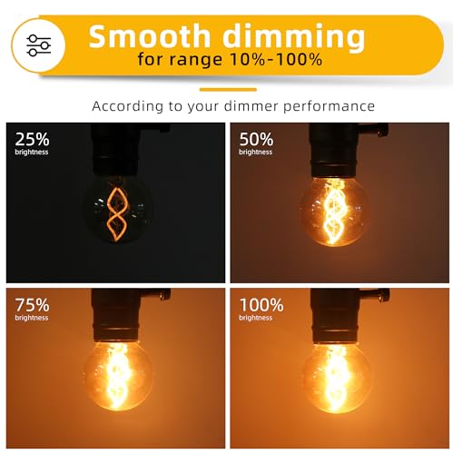 E26 Amber Edison Light Bulb 25 Watt Equal 3W G16.5 LED Bulbs (6 Count)