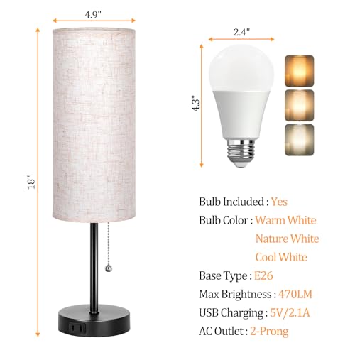 18" Table Lamp for Bedroom
