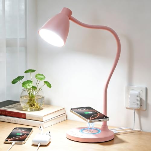 Cute Desk Lamp for Home Office with USB C+A Charging Port Timer Pink (Pink / Standard)