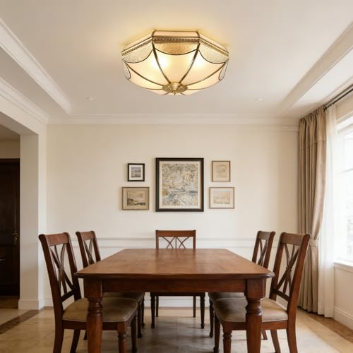 18 Inch Vintage Brass Flush Mount Ceiling Light