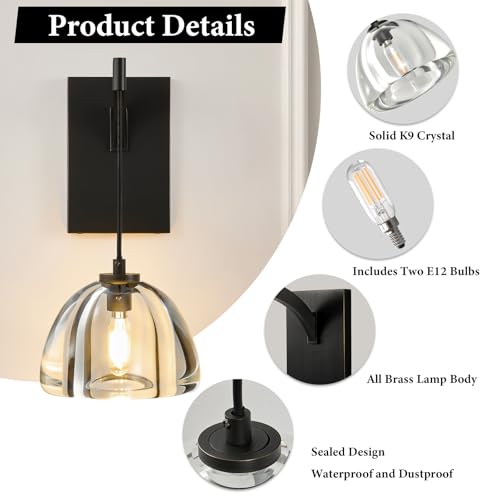 Crystal Brass Dome Wall Sconce (2 Count)