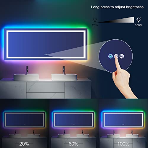 84X32 Inch RGB LED Bathroom Mirror with Lights