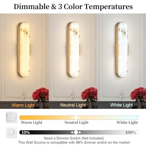 20inch Gold Alabaster Wall Lamp Tri