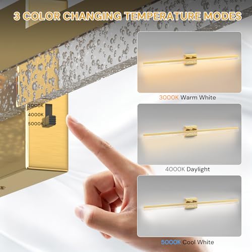 48 Inch Gold Vanity Light Bar Over Mirror Acrylic Shade 3CCT