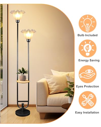 2 Light Flower Floor Lamp with Side Table (3 Count)