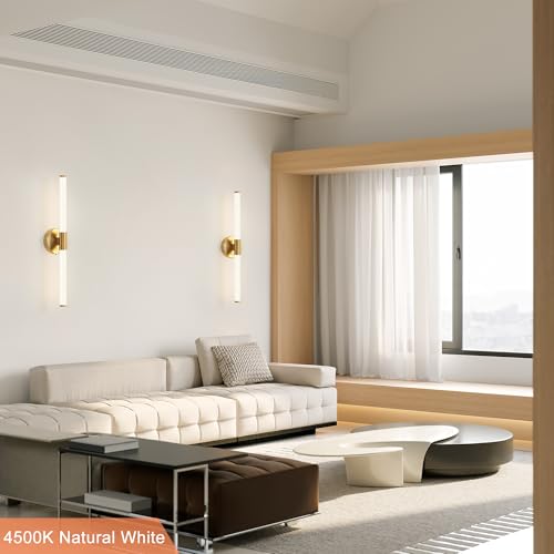 Gold Wall Sconces Set of Two Hardwired LED Vanity Light 23" (2 Count)