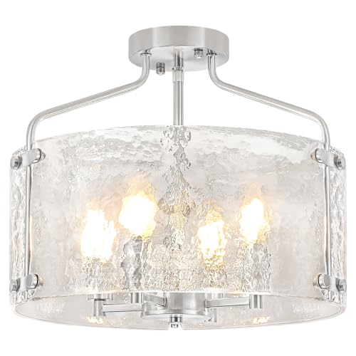 Brushed Nickel Semi Flush Mount Ceiling Lights 15.3'' Hallway Light Fixture