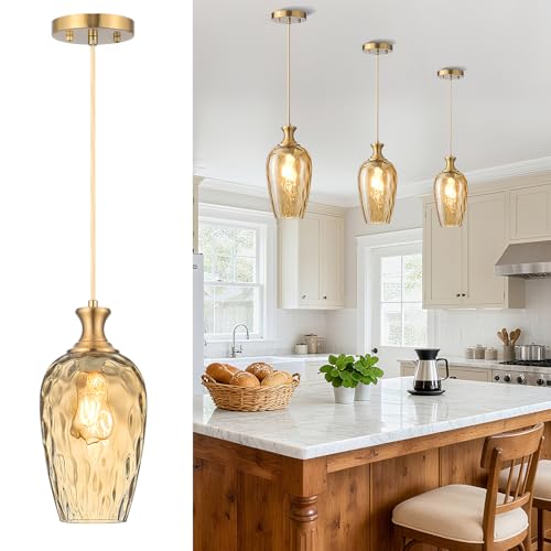 Amber Glass Pendant Lights Kitchen Island
