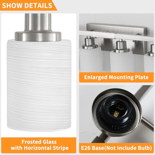 8 Light Bathroom Light Fixtures Brushed Nickel Vanity Light 52in (8 Count)