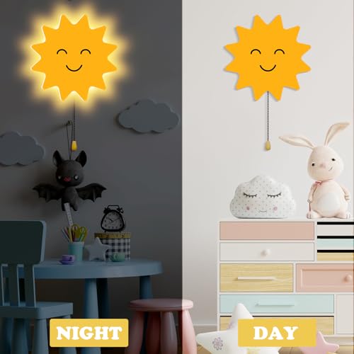 Kids Wall Sun Lamp Night Light Floating Battery Operated Hanging