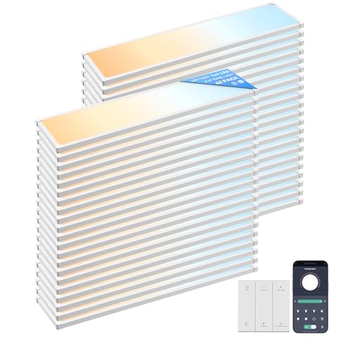 42PCS 1x4 LED Flat Panel Light Surface Mount with Wireless Switch (42 Count)