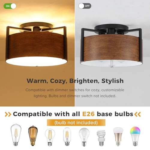15'' Farmhouse Semi Flush Mount Ceiling Light