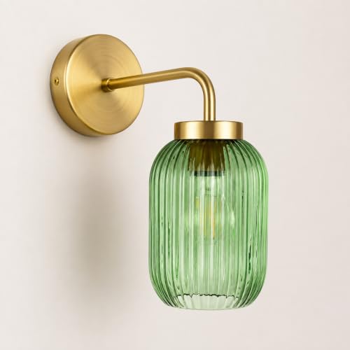 2 Pack Dark Green Ribbed Glass Lamp Shade (2 Count)