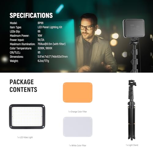 Basics LED Video Light Panel Lighting Kit