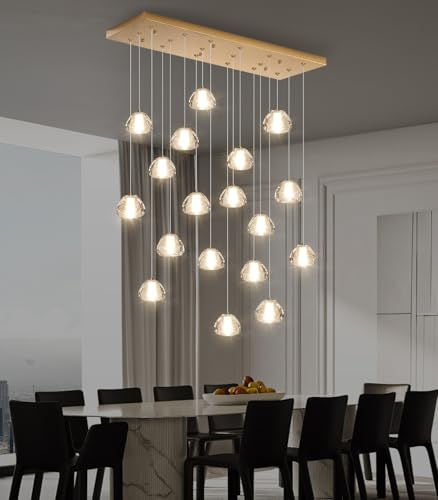Crystal Chandeliers for Living Room Dining Room Light LED Pendant Lights Fixtures Lighting Chandelier for Foyer Entrance Gold