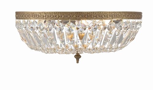 3 Light Spectra Crystal Olde Brass Flush Mount