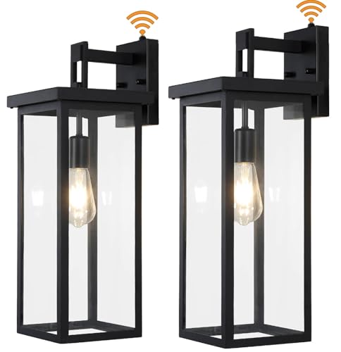 20'' Outdoor Wall Lantern Dusk Dawn Large Black Exterior Lighting Fixtures