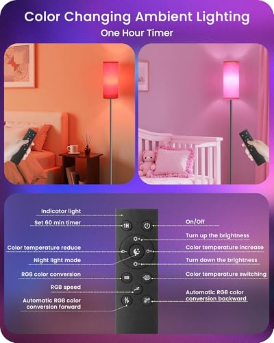 Dimmable Floor Lamp for Living Room with RGB Colors