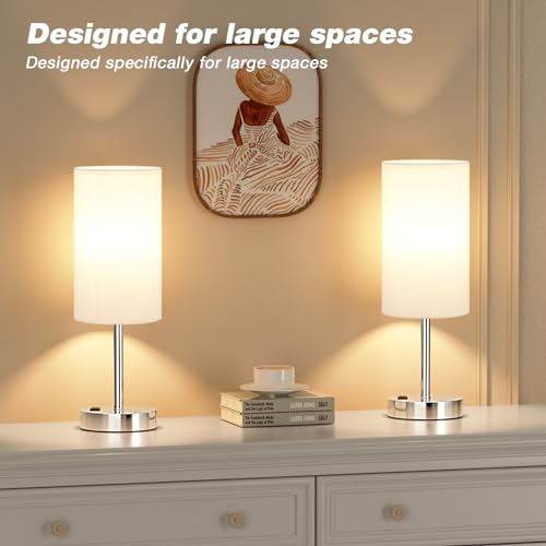 17.4" White Lamp for Bedroom