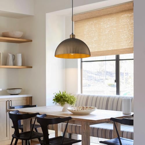 Vintage Antique Brass Dome Pendant Light