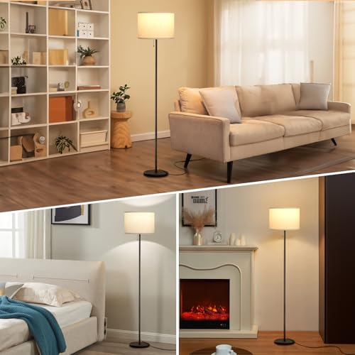 Modern Standing Floor Lamp for Living Room & Bedroom with 3 Color Temperatures Bulb & Pull Chain Switch