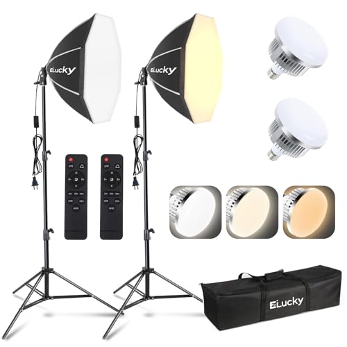 2 Pack 20" Octagonal Softbox Lighting Kit with 85W LED Bulbs