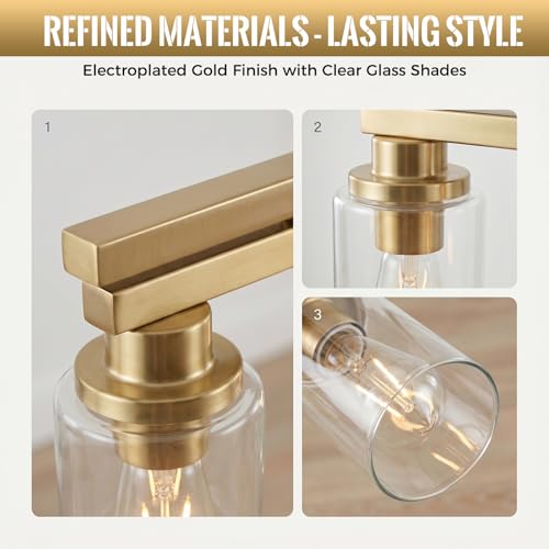 4 Light Brushed Gold Linear Chandelier