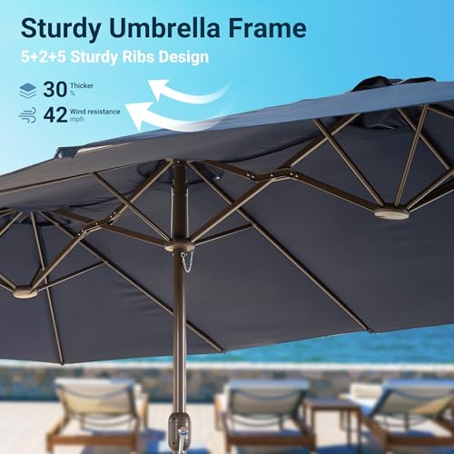 15 Ft Double Head Umbrella Outdoor Patio With Base