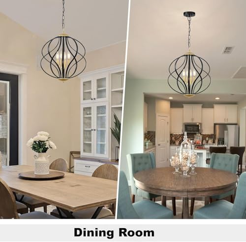 Modern Black and Gold Chandelier for Dining Room