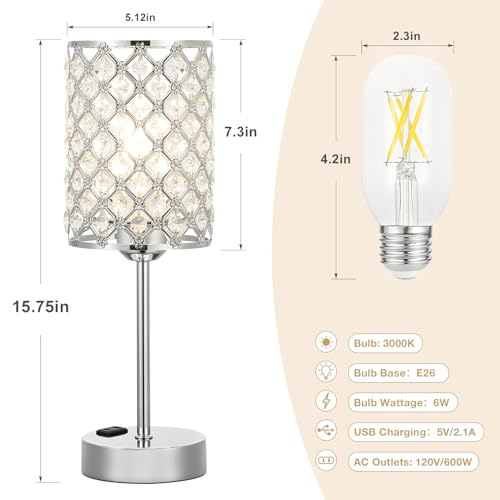 Sliver Crystal Table Lamp with Touch Control