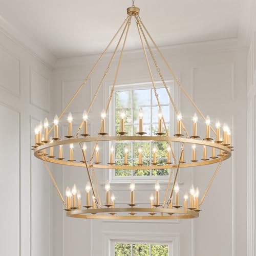 Gold Wagon Wheel Chandelier 2 Tier 60