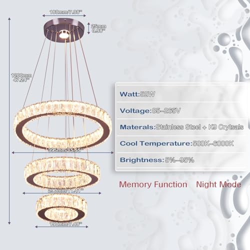 3 Ring Crystal Chandelier